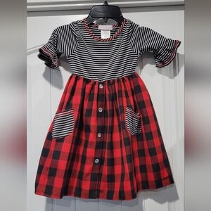 Bonnie Jean Black and Red Checkered Dress